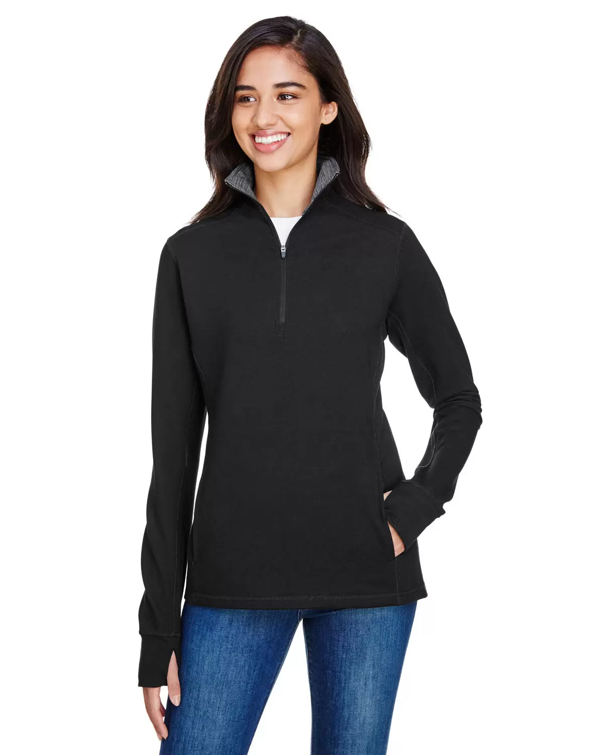 197 8433 Omega Stretch Terry Women's Quarter-Zip Pullover SKU: 8433