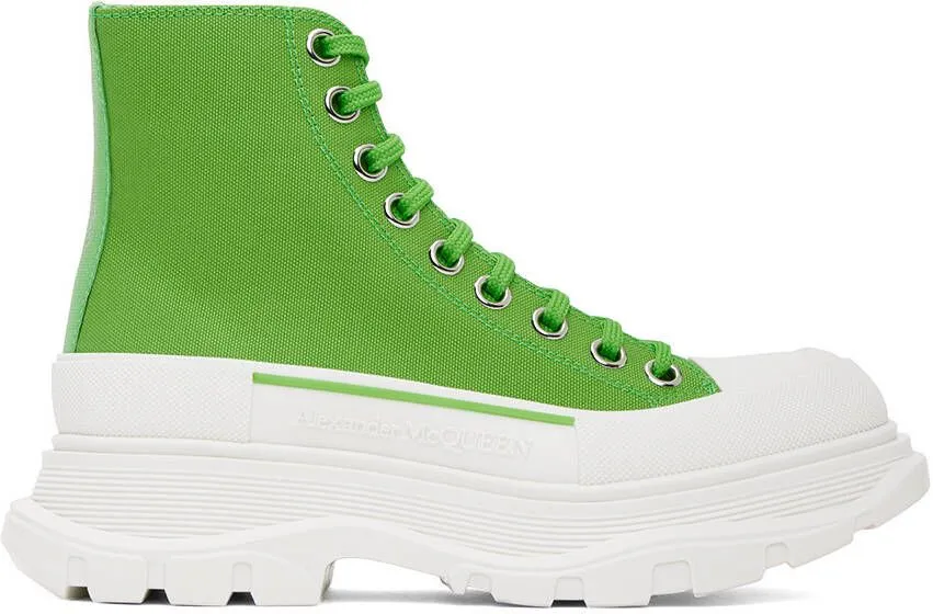 Alexander McQueen Green Tread Slick High Sneakers