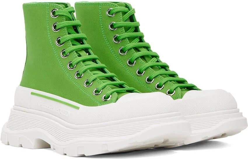 Alexander McQueen Green Tread Slick High Sneakers