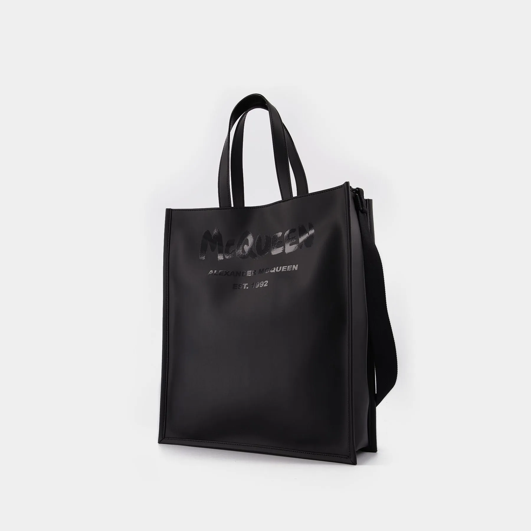 Alexander McQueen  N/S Tote W/Strap in Patent Black Leather