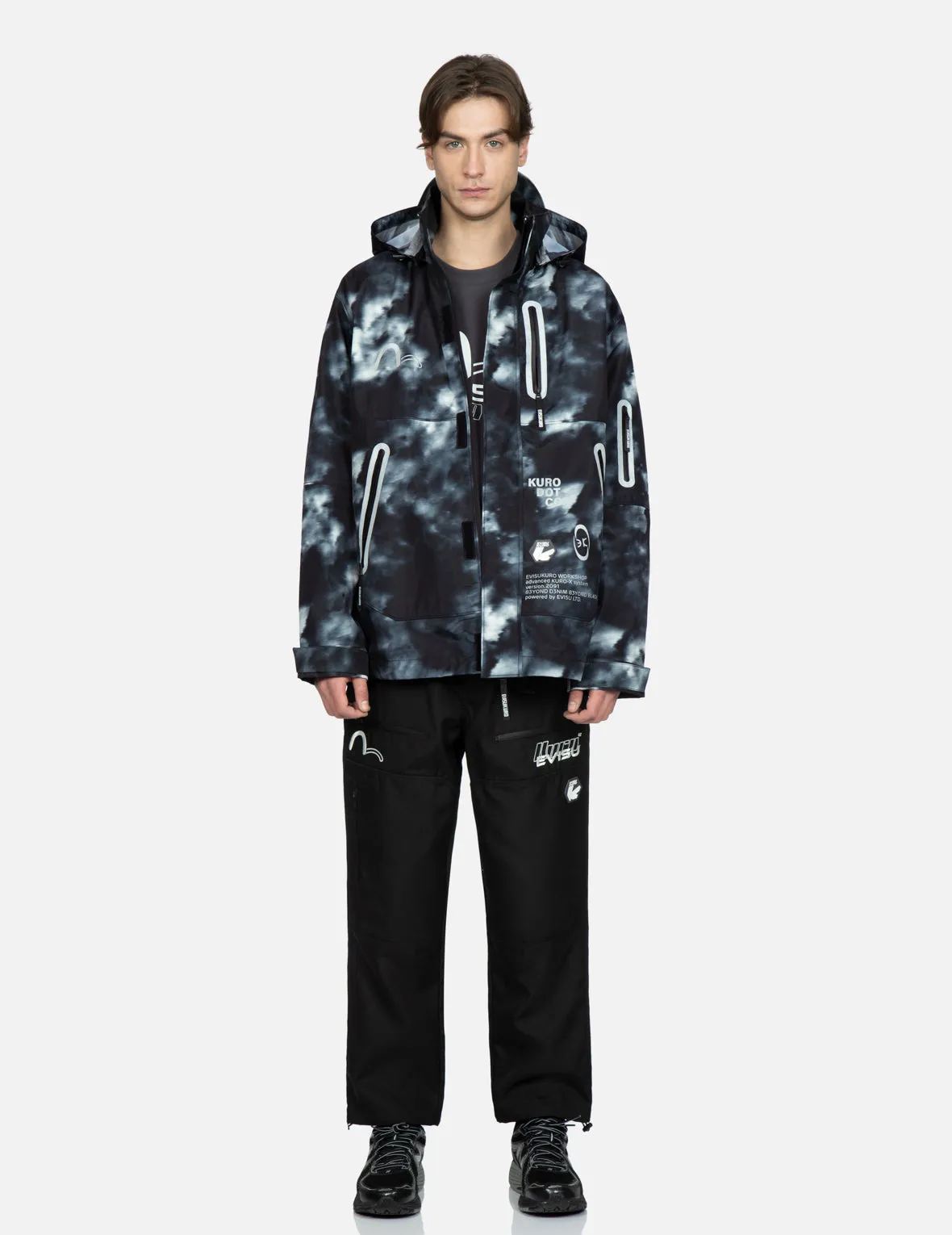 Allover Digital Print Hooded Windbreaker