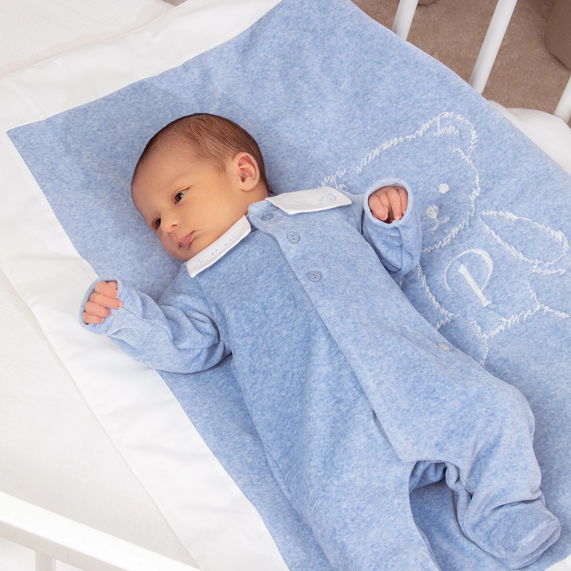 Baby Boys Blue Velour Blanket (72cm)