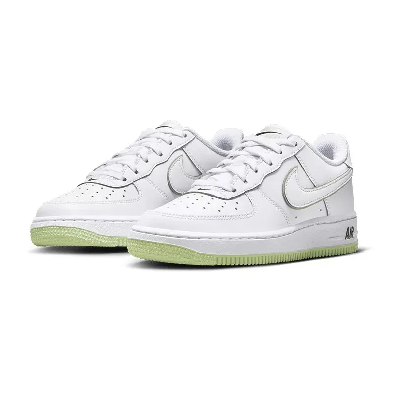 Baskets Nike Air Force 1 Junior - Blanc Et Vert - Femme