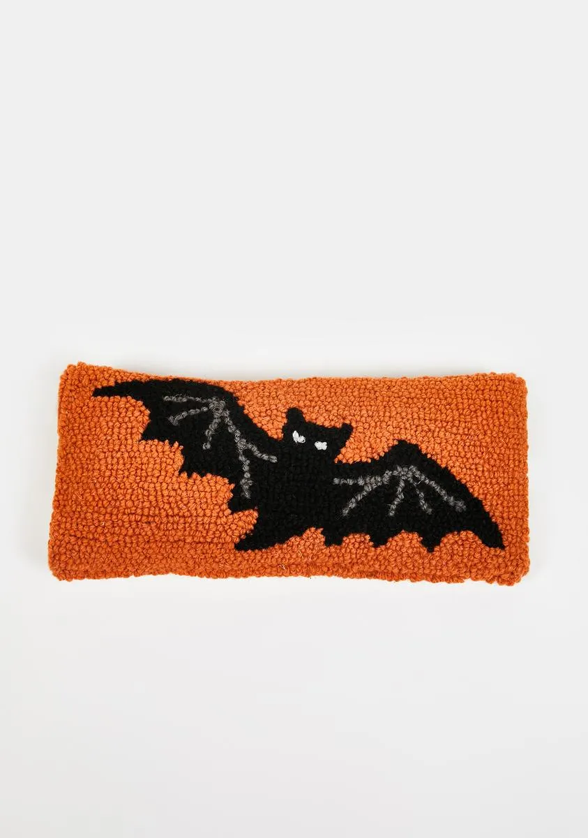 Bat Hooked Pillow-