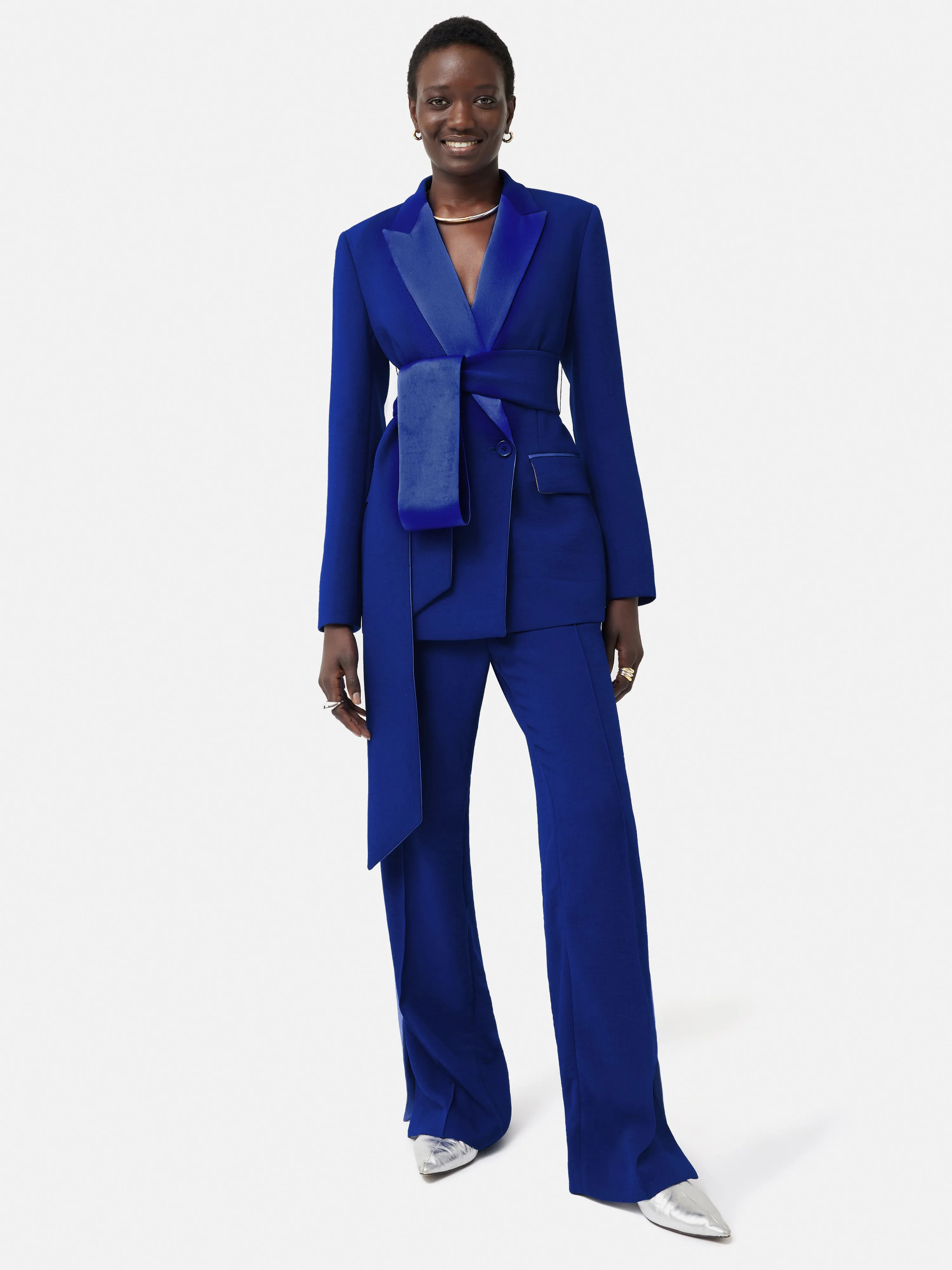 Belted Tuxedo Jacket | Blue