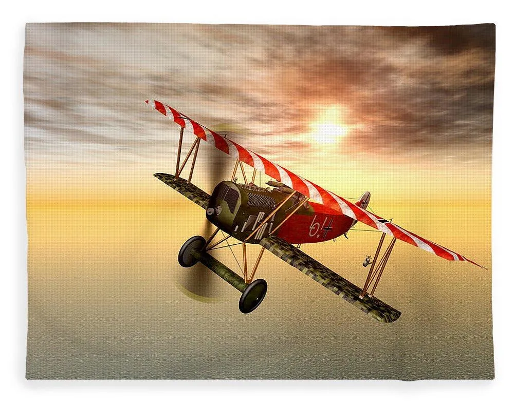 Biplane In The Sunset - Blanket