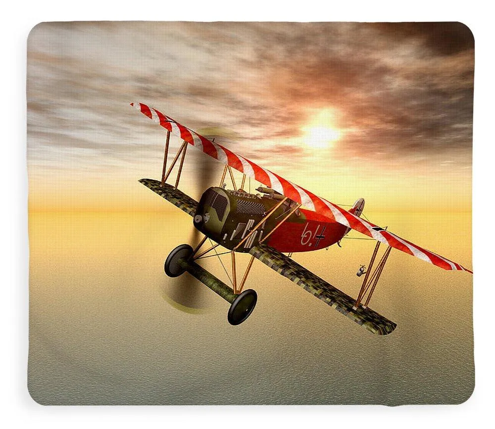 Biplane In The Sunset - Blanket