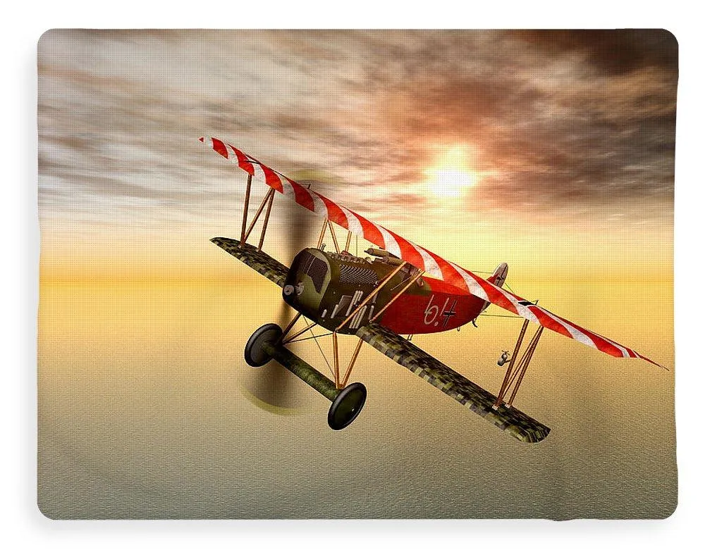 Biplane In The Sunset - Blanket