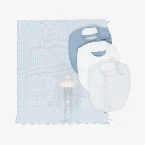 Blue Baby Blanket & Feeding Gift Set