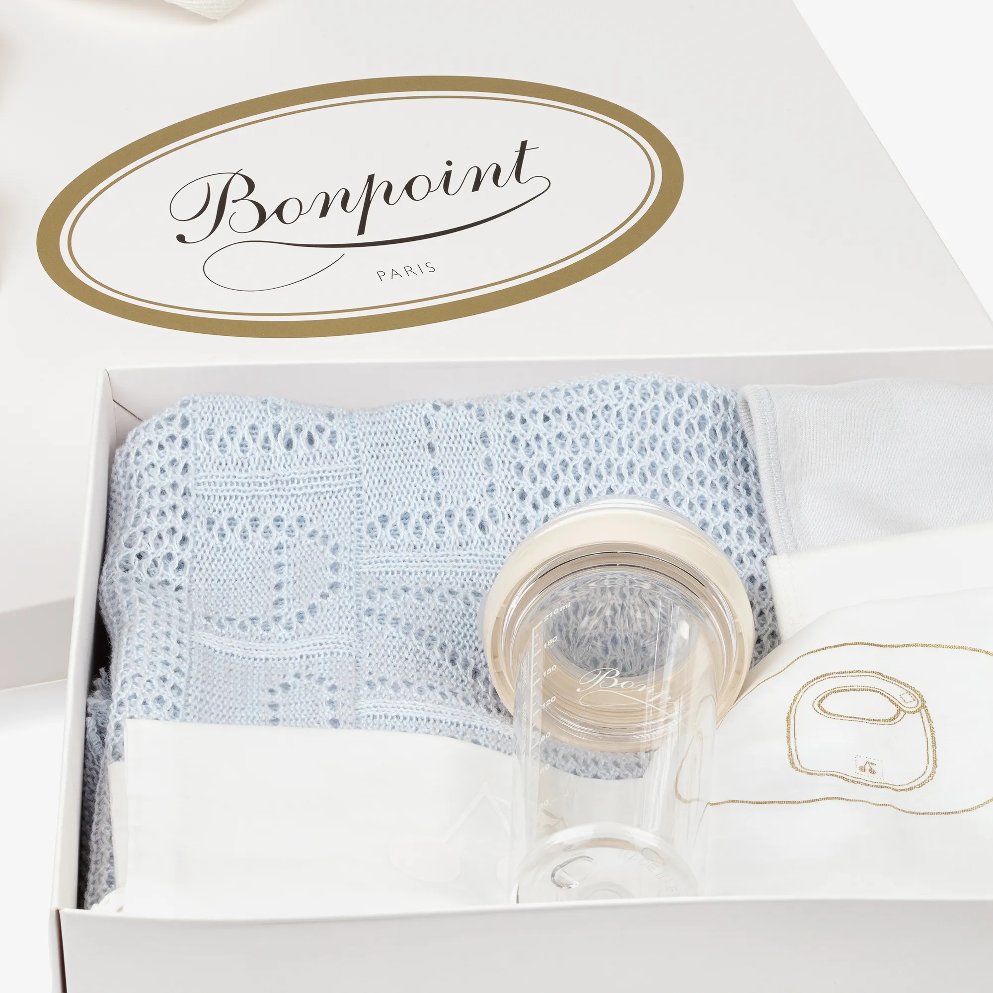 Blue Baby Blanket & Feeding Gift Set