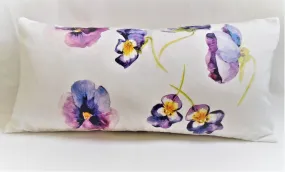 Blue Floral Pansies Lumbar Pillow - FINAL SALE