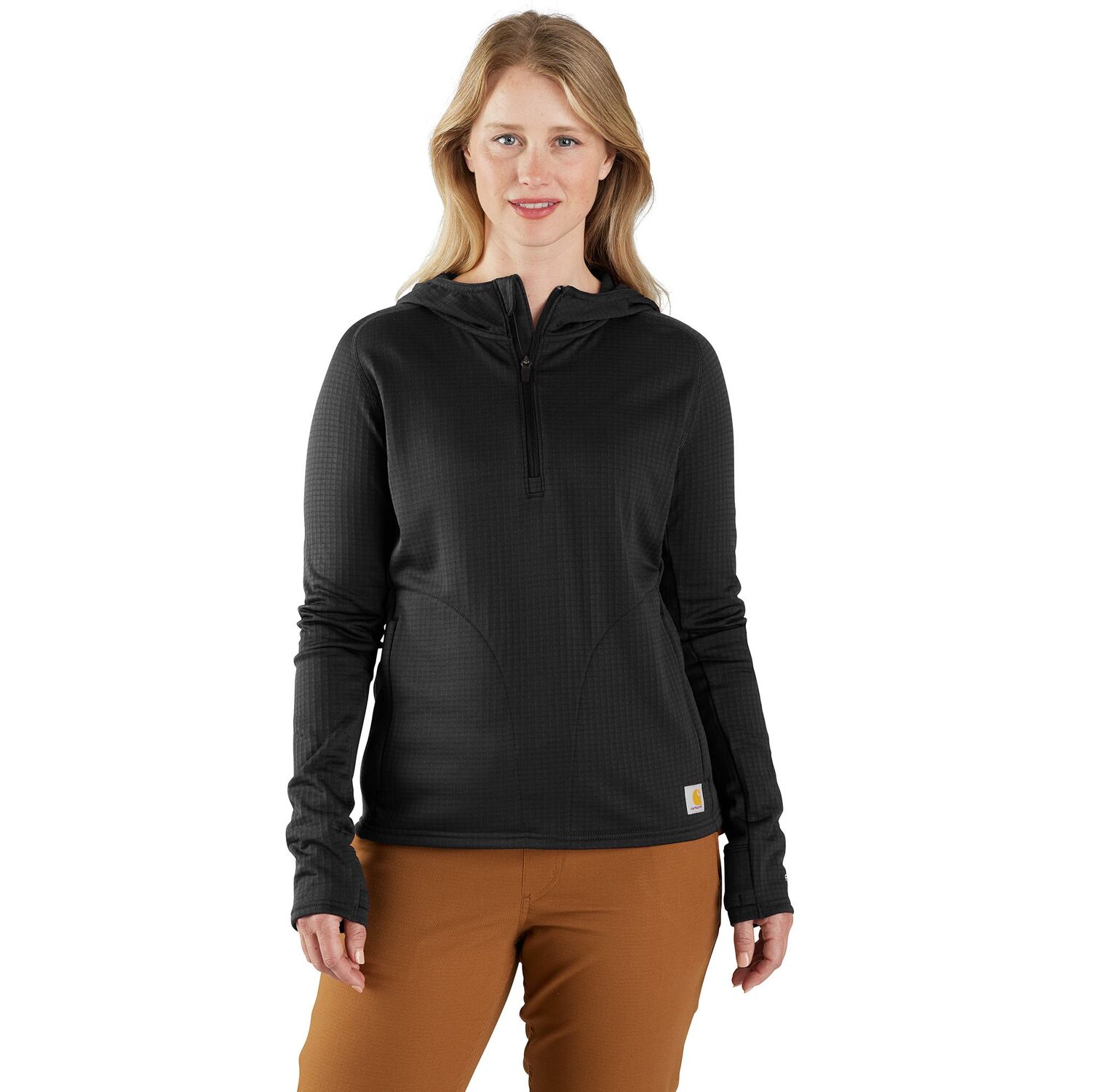 Carhartt Women's Carhartt Force Relaxed Fit Half-Zip Hooded Pullover in Black