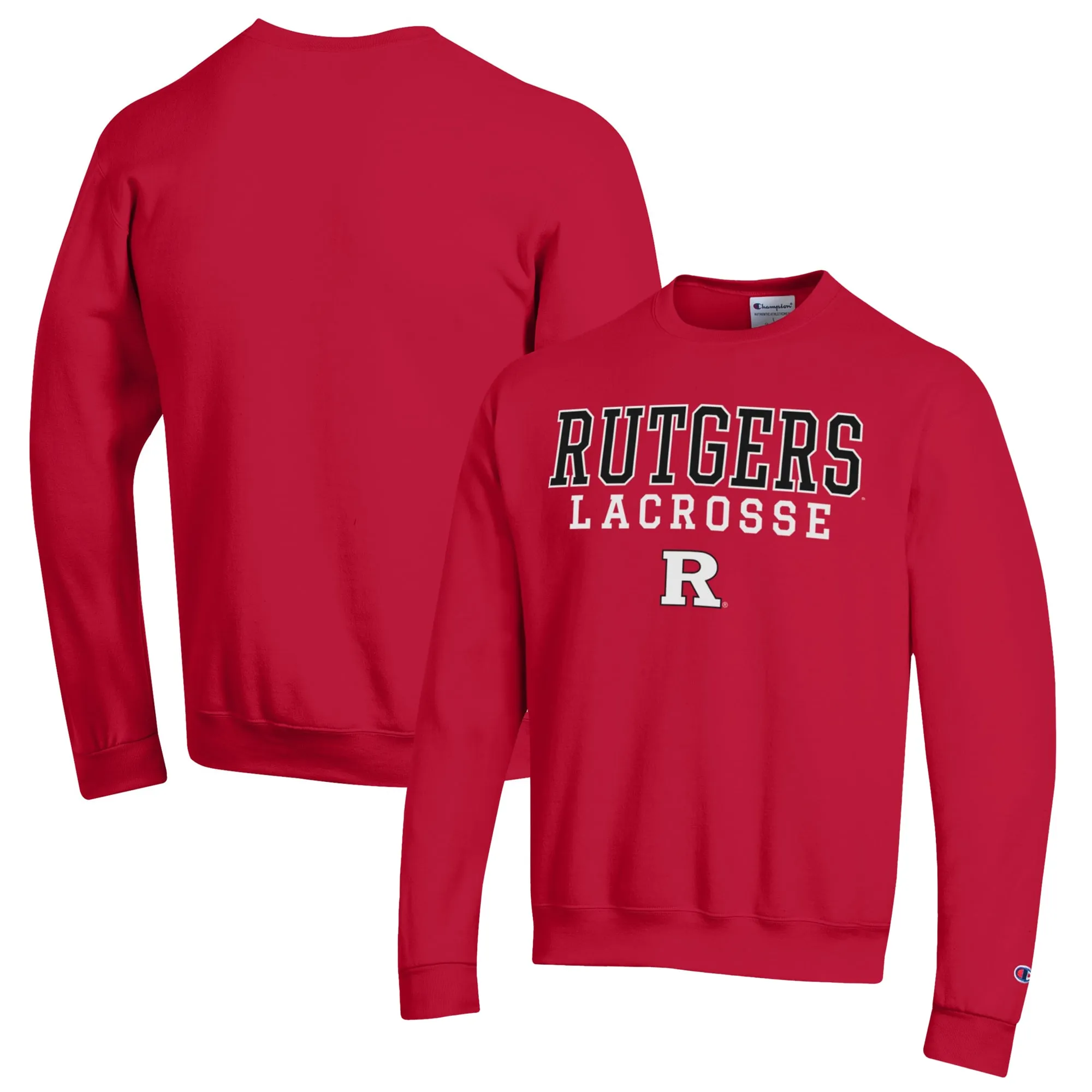 Champion Rutgers Scarlet Knights Scarlet Stack Logo Lacrosse Powerblend Pullover Sweatshirt