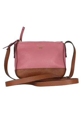 Cole Haan - Pink & Brown Double Zip Crossbody