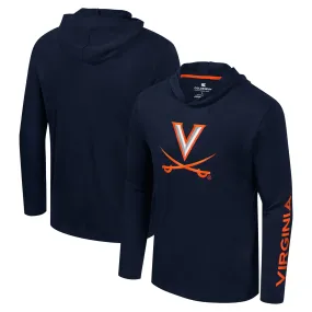 Colosseum Virginia Cavaliers Navy Logo Lockup Active Blend Long Sleeve  T-Shirt Hoodie