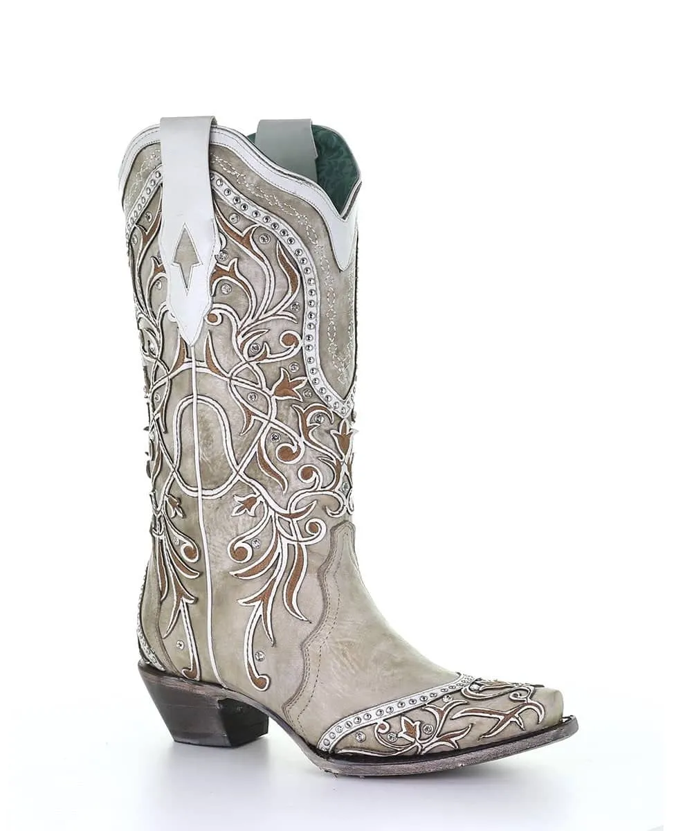 Corral Women's White Overlay Studded Boot