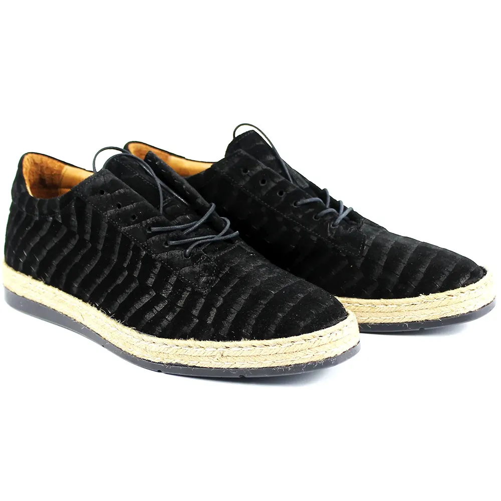 Corrente P01061 Monaco Croc Print Nubuck Sneakers Black