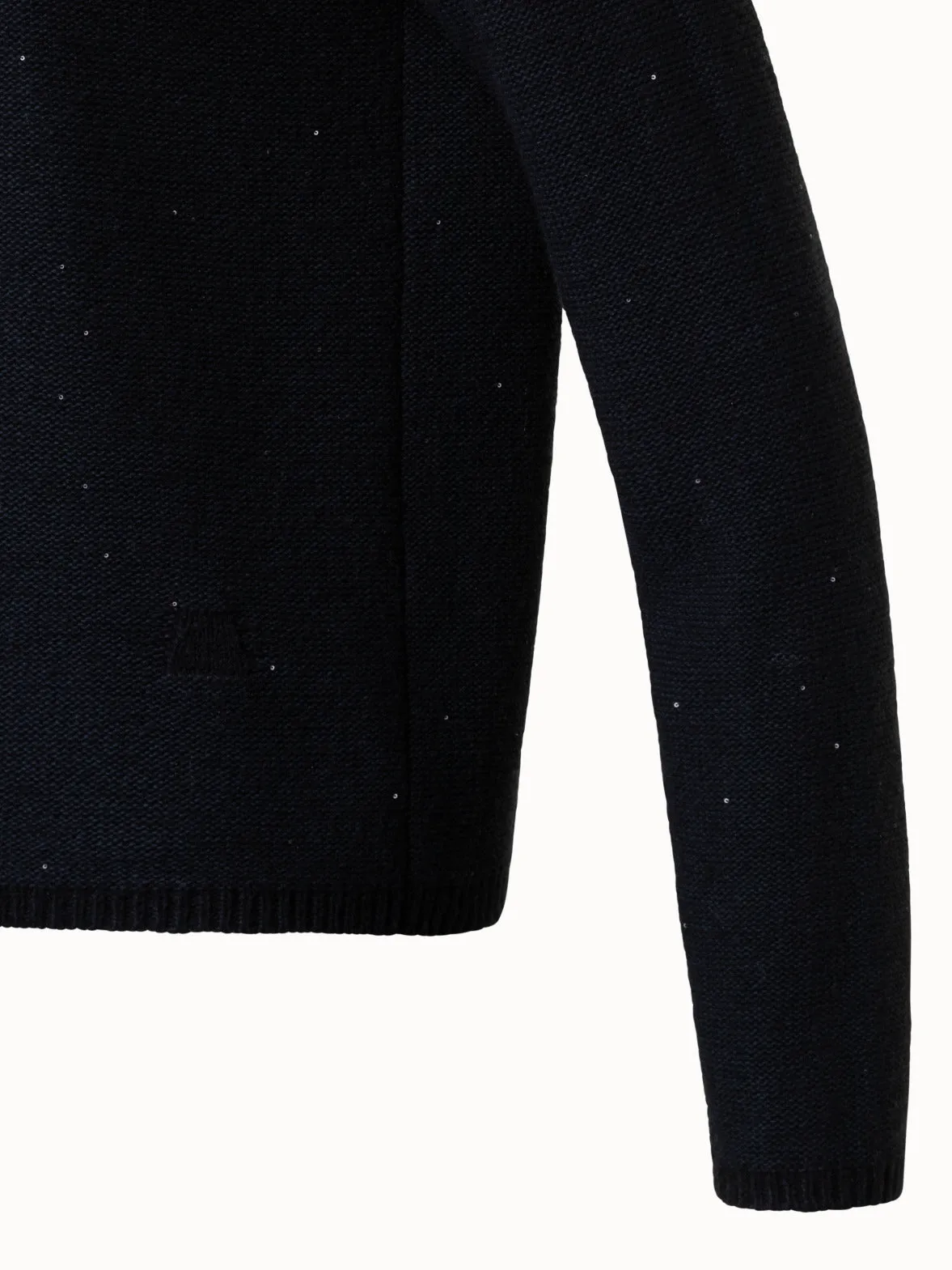 Cotton Wool Knit Pullover with Micro Sequines