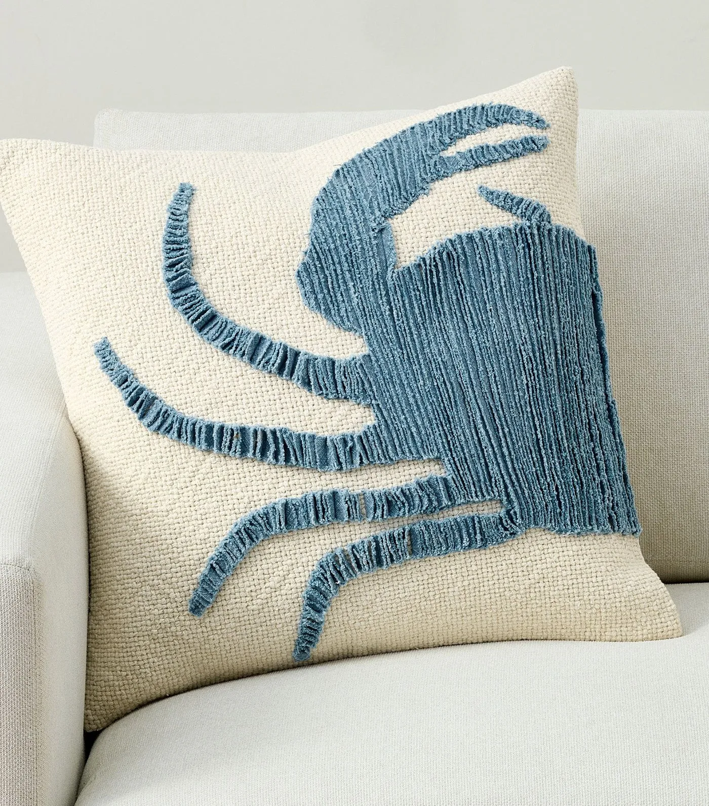 Crab Applique Pillow Cover