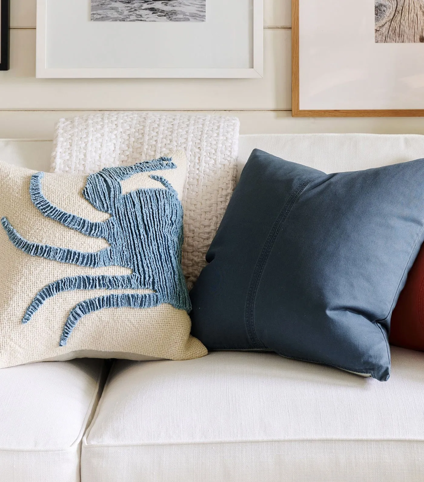 Crab Applique Pillow Cover