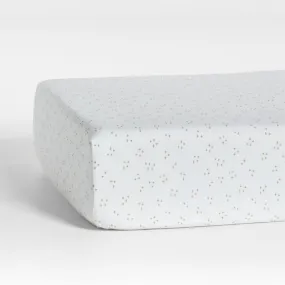 Crate&Barrel Cozy Cloud Twinkle Willow Green Washed Organic Cotton Baby Crib Fitted Sheet