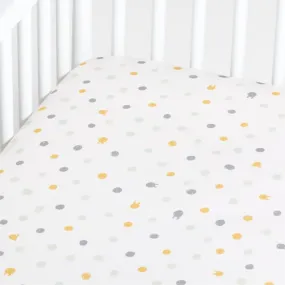 Crate&Barrel Yellow Animal Dot Organic Baby Crib Fitted Sheet