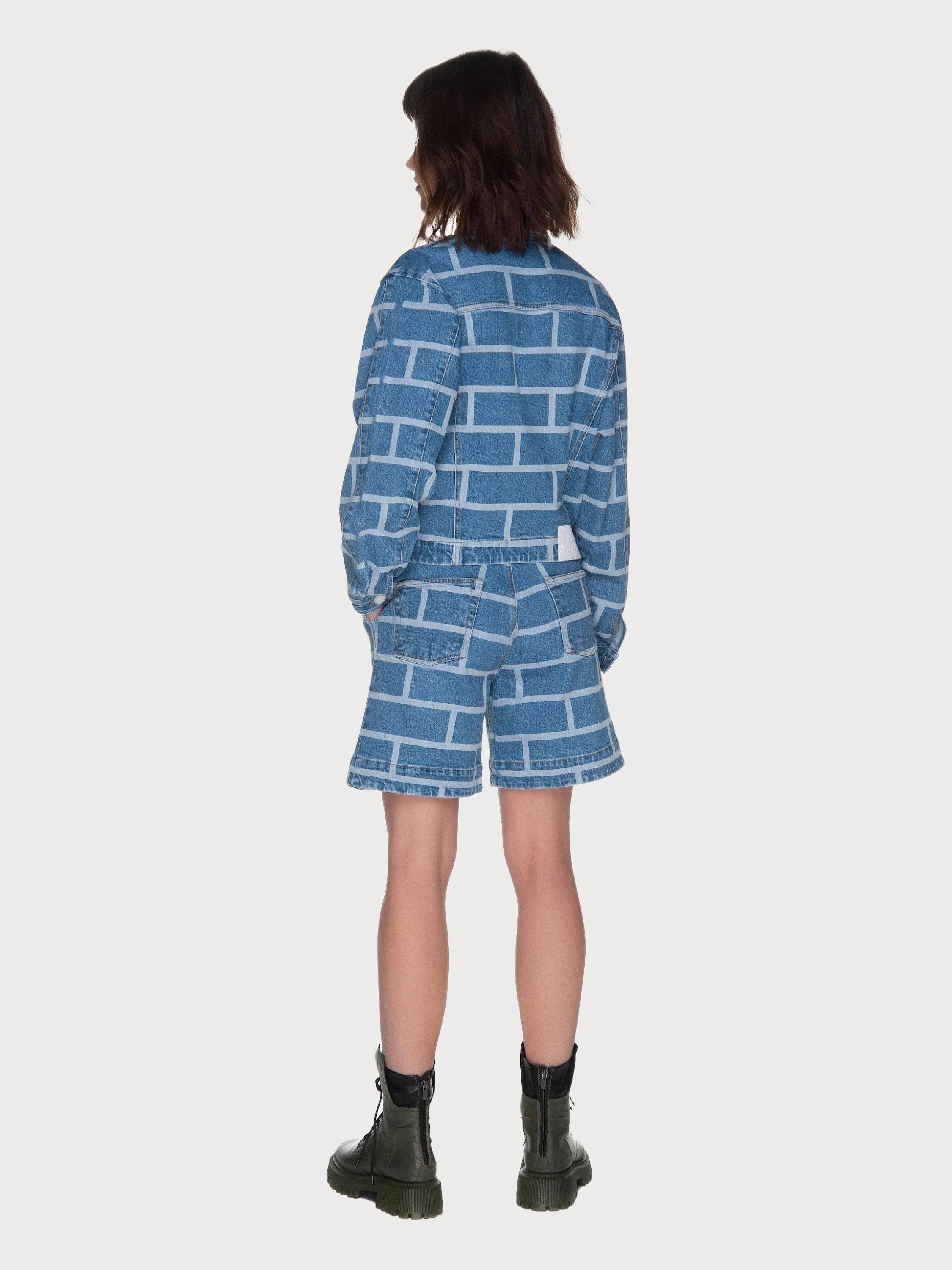 Denim Jacket with Brick Print