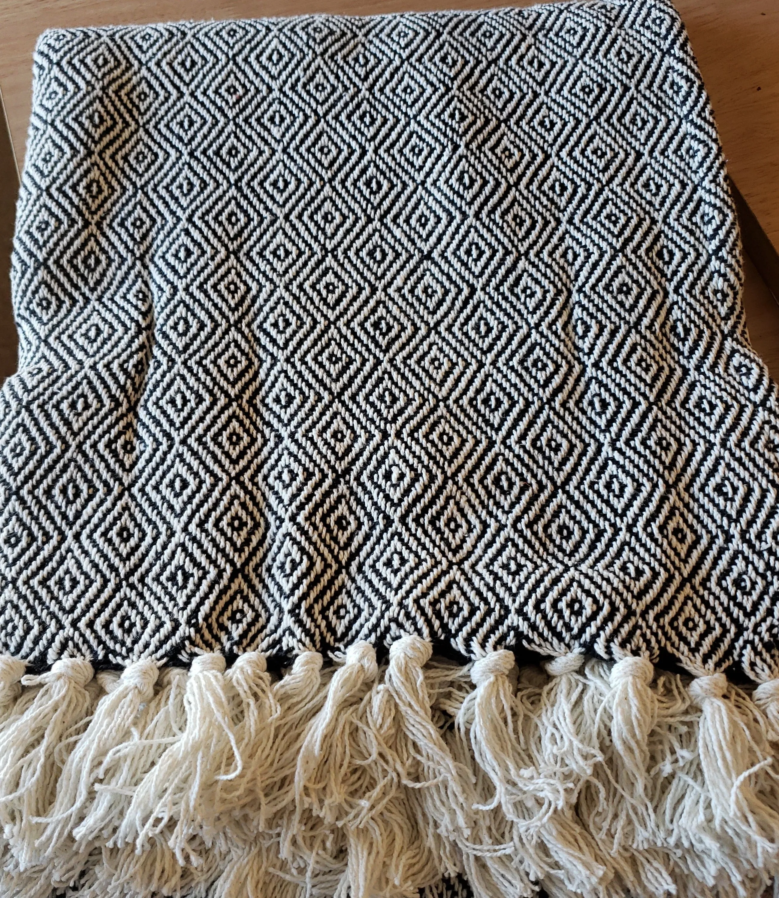 Diamond Blanket Throw - Black/Cream