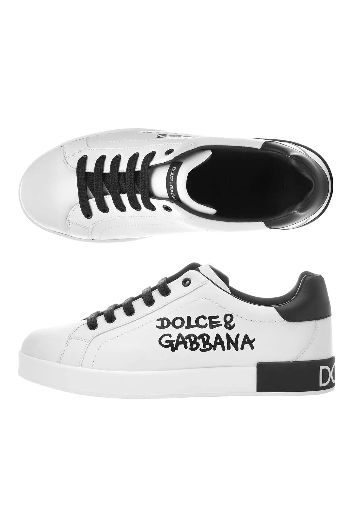 Dolce & Gabbana Girls Leather Logo Lace Up Trainers