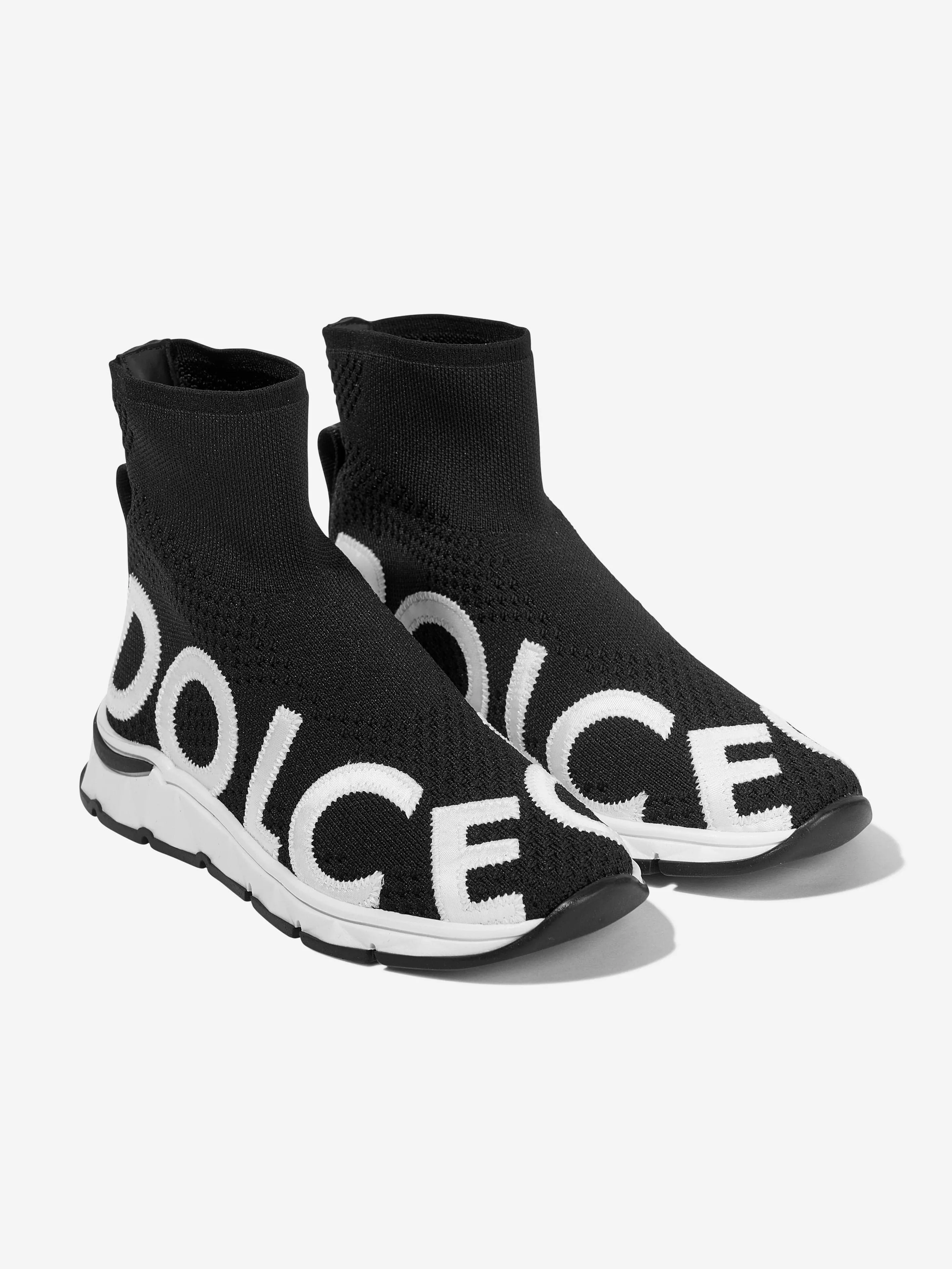 Dolce & Gabbana Kids Slip On Sock Trainers in Black