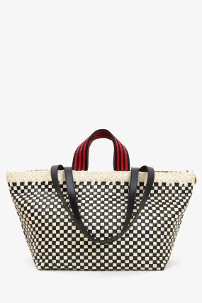   Dress Boston Bateau Tote - Cream & Black Border Woven Checker