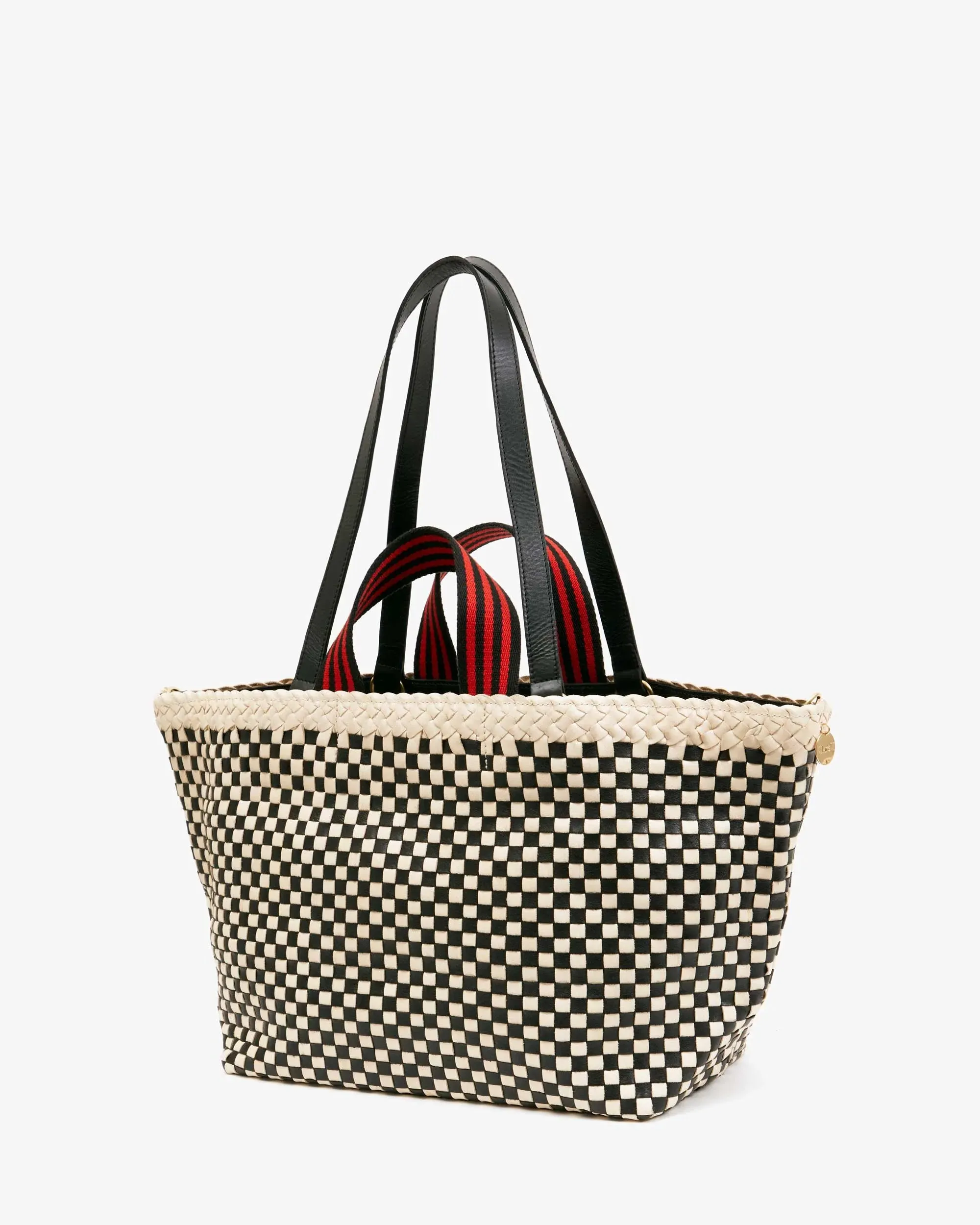   Dress Boston Bateau Tote - Cream & Black Border Woven Checker