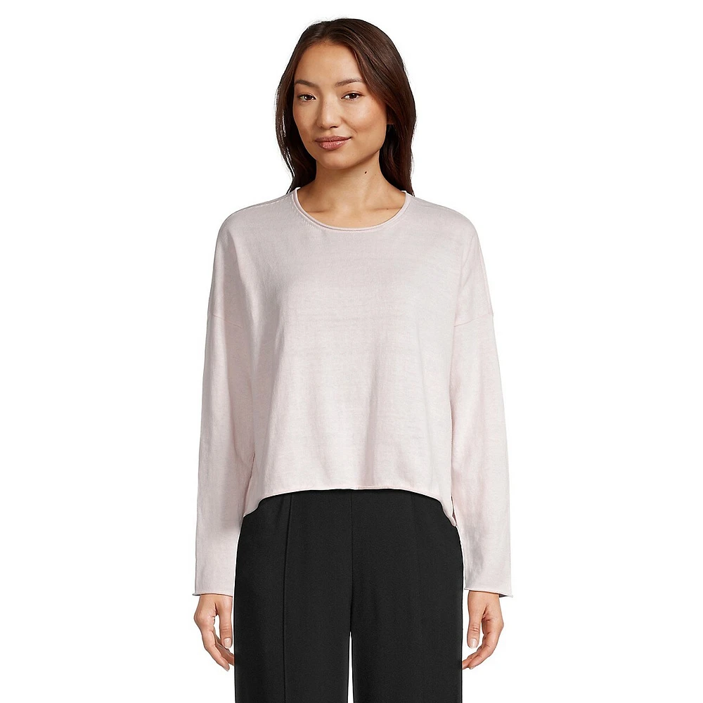 Eileen Fisher Organic Cotton Roll-Edge Pullover