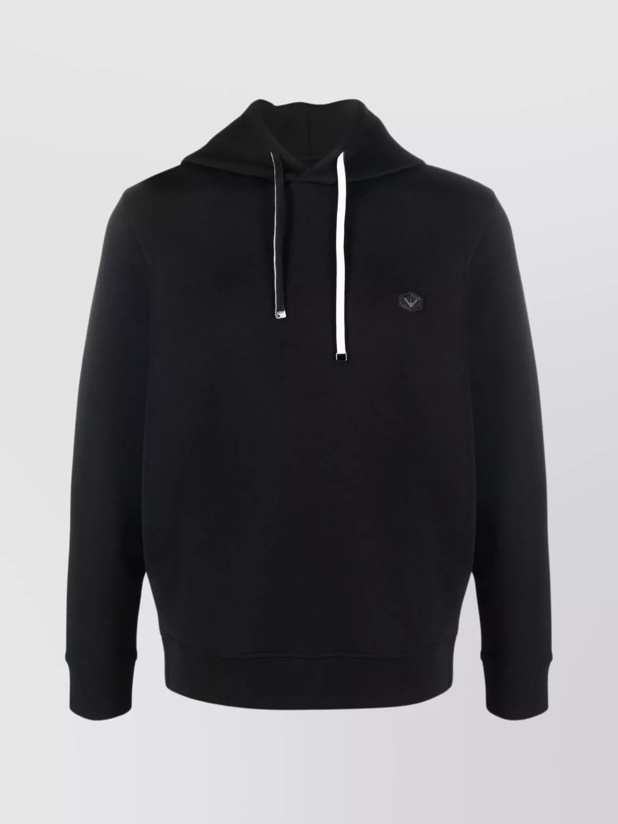 Emporio Armani   Logo cotton hoodie ribbed detailing