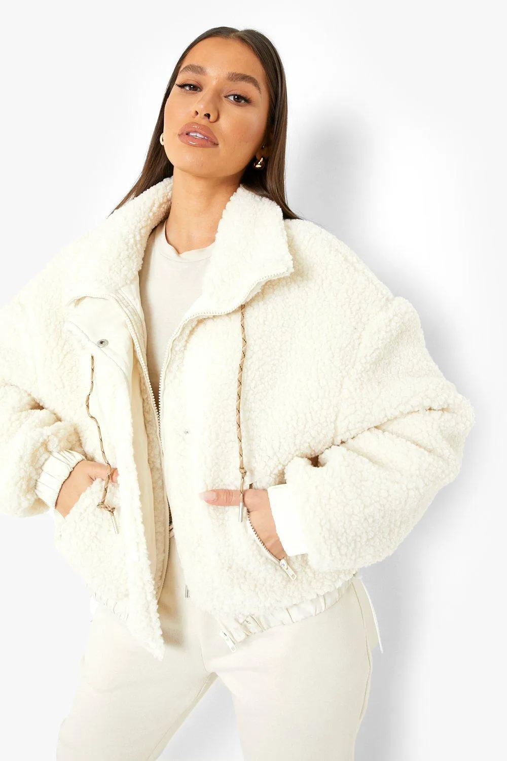 Faux Fur Funnel Neck Jacket