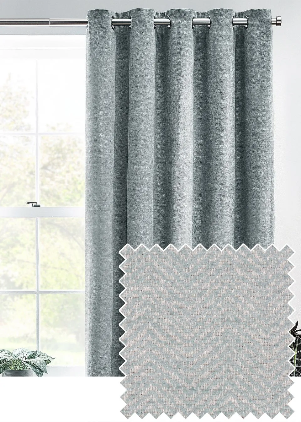 furn. Hudson Herringbone Chenille Eyelet Curtains