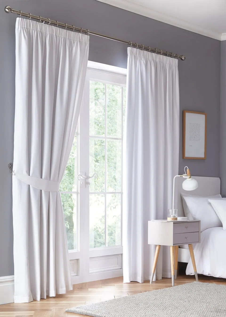 Fusion Dijon Blackout White Pencil Pleat Curtains