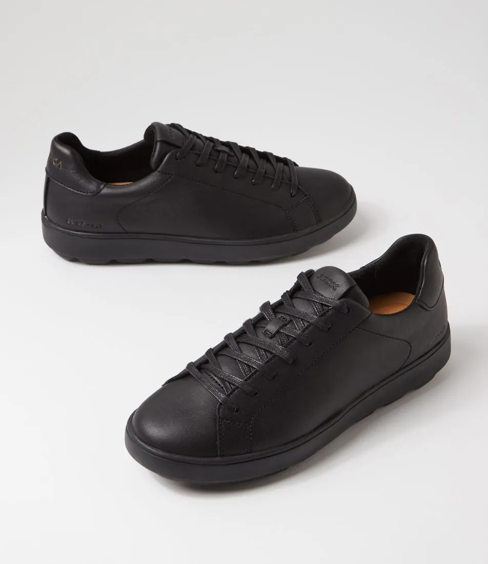 GEOX U Spherica Ecub Black Leather Sneakers