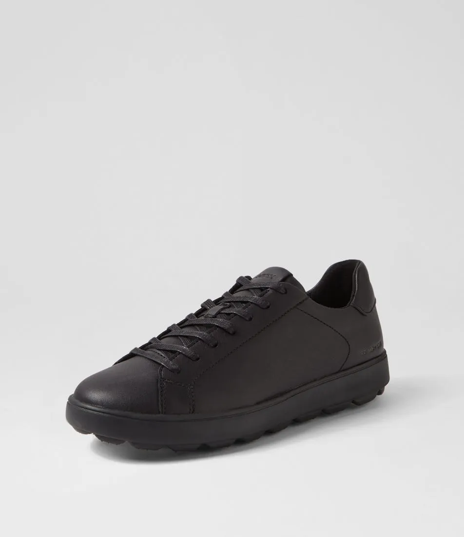 GEOX U Spherica Ecub Black Leather Sneakers