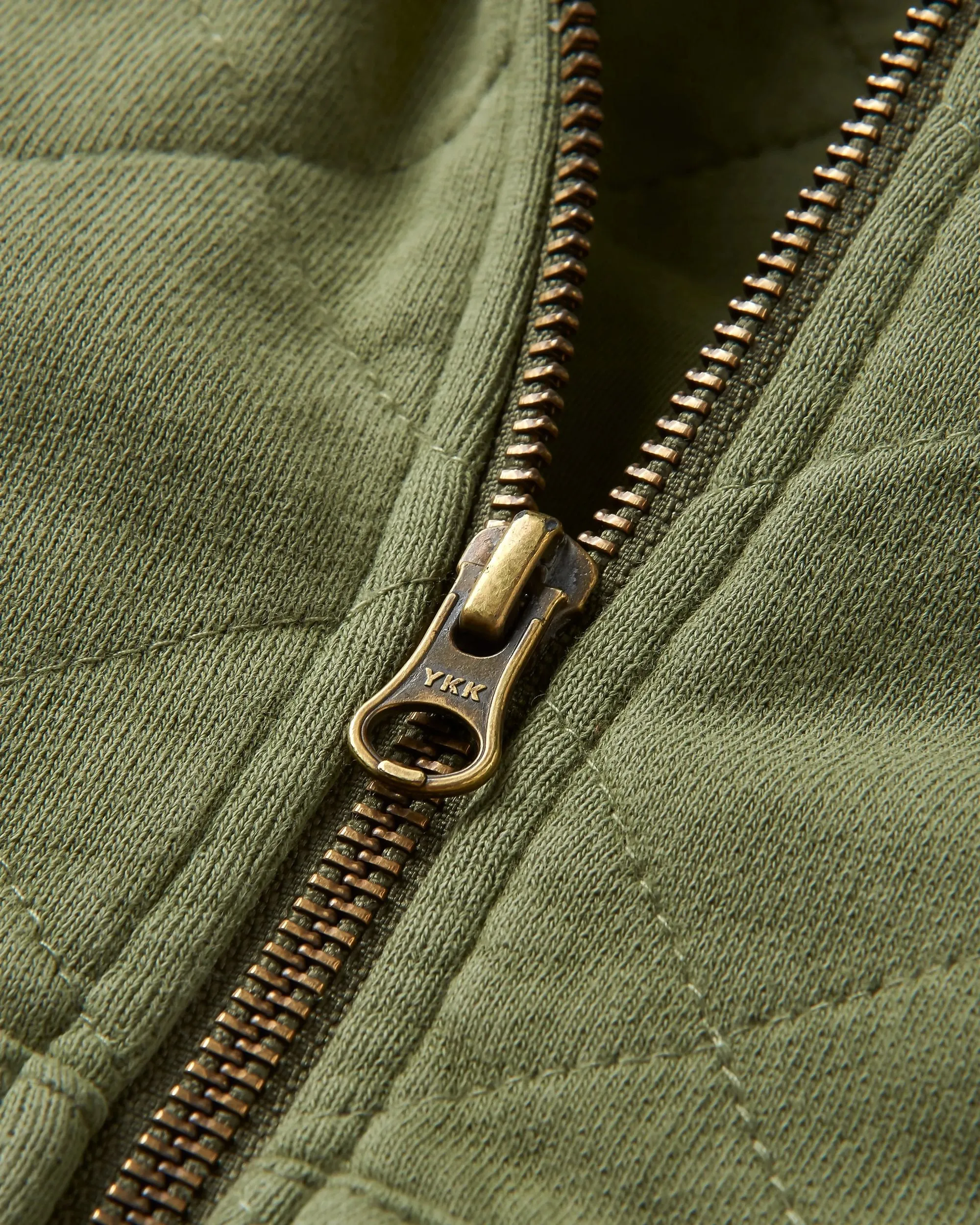 Getaway Recycled Quilted Full Zip Hoodie - Khaki