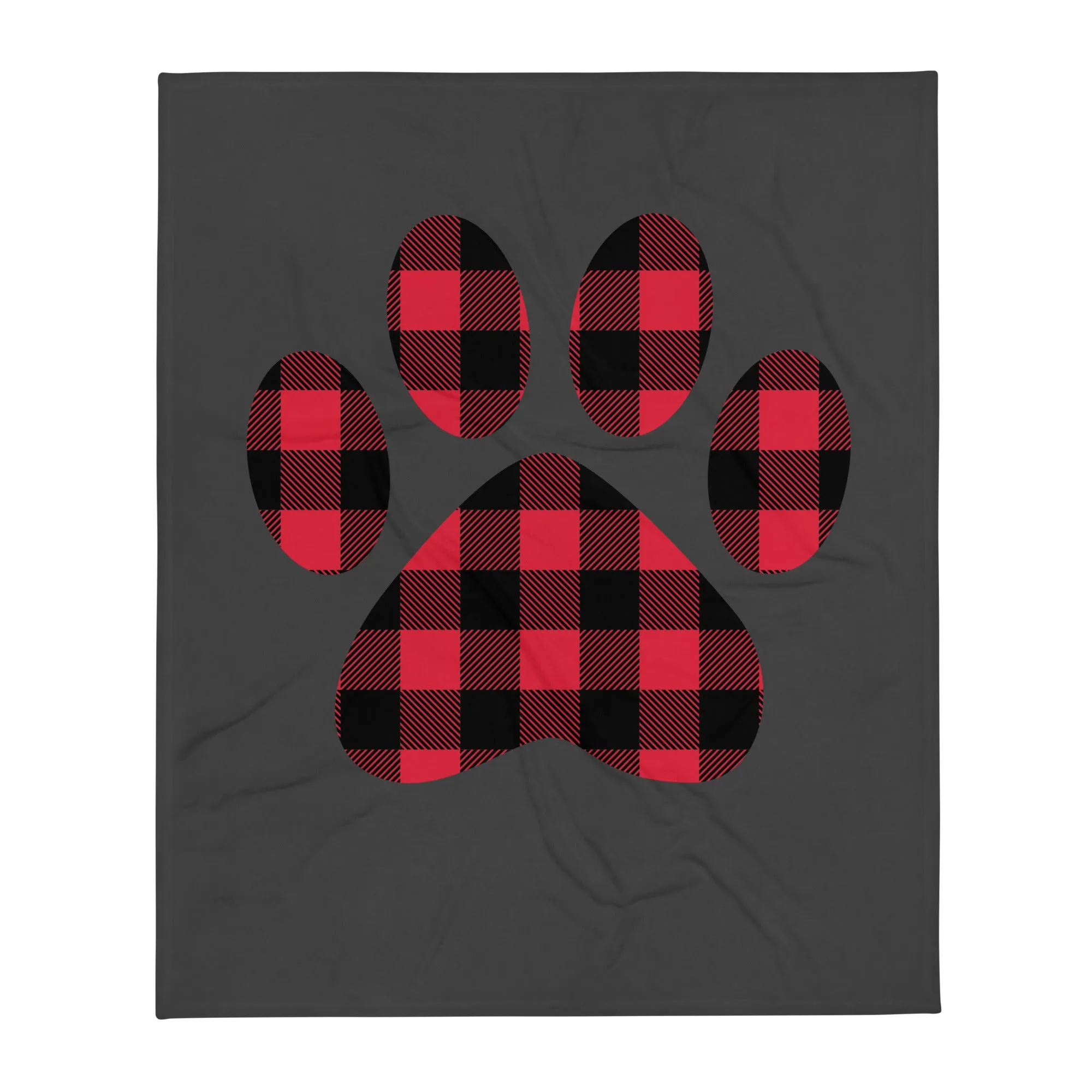 Gingham Paw Print Throw Blanket