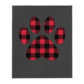 Gingham Paw Print Throw Blanket