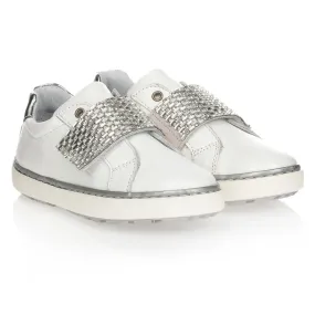 Girls White Leather Trainers