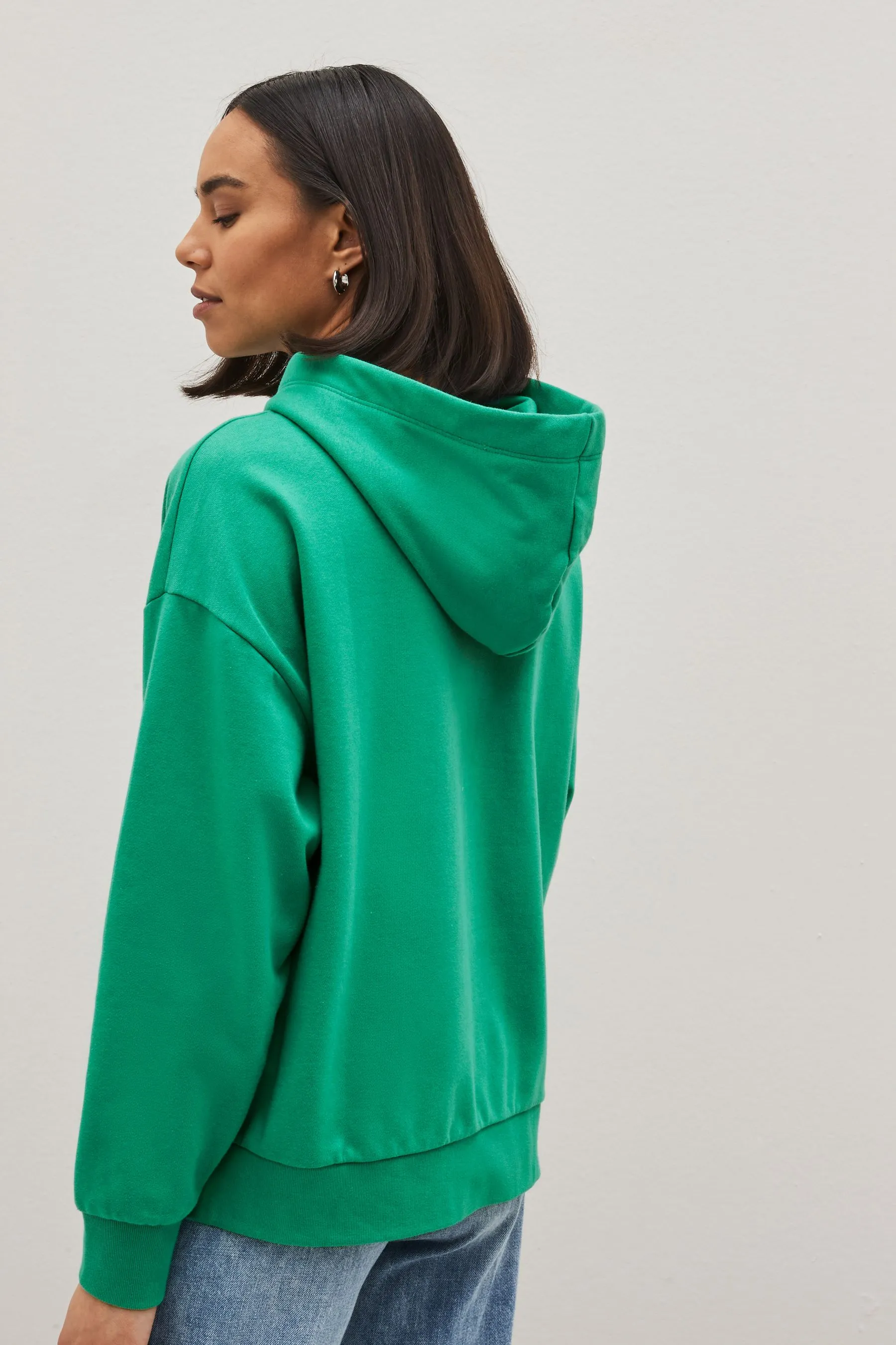 Green Monochrome Logo Hi-Low Hem Hoodie