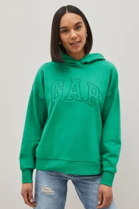 Green Monochrome Logo Hi-Low Hem Hoodie