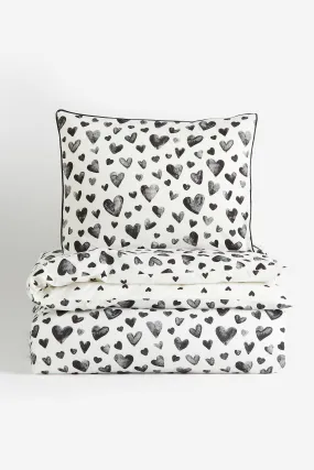 Heart-patterned Twin Duvet Cover Set