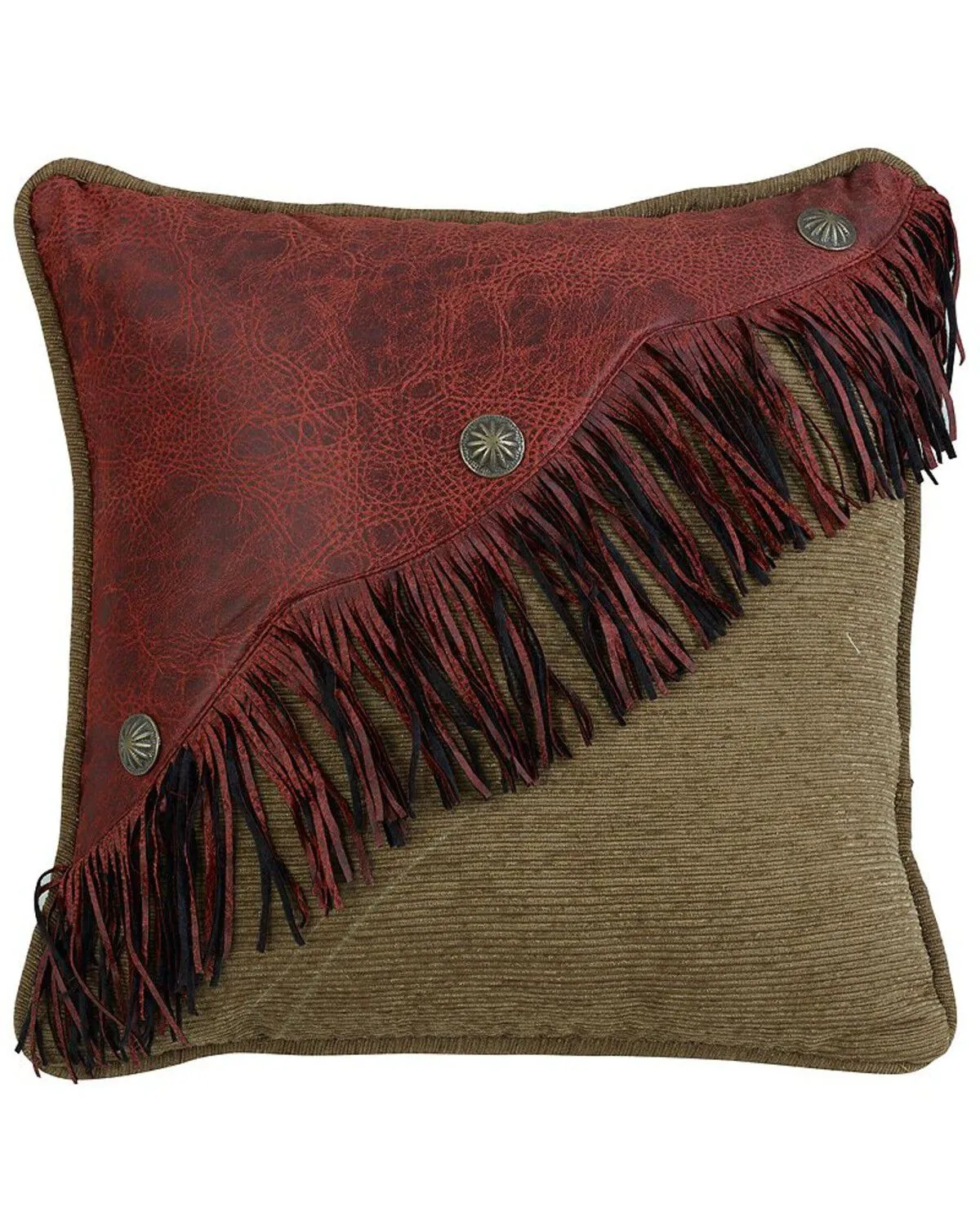 HiEnd Accents San Angelo Red Leather Fringe Pillow