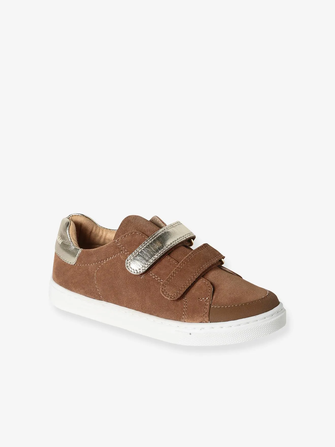 Hook-and-Loop Trainers in Leather for Girls - brown