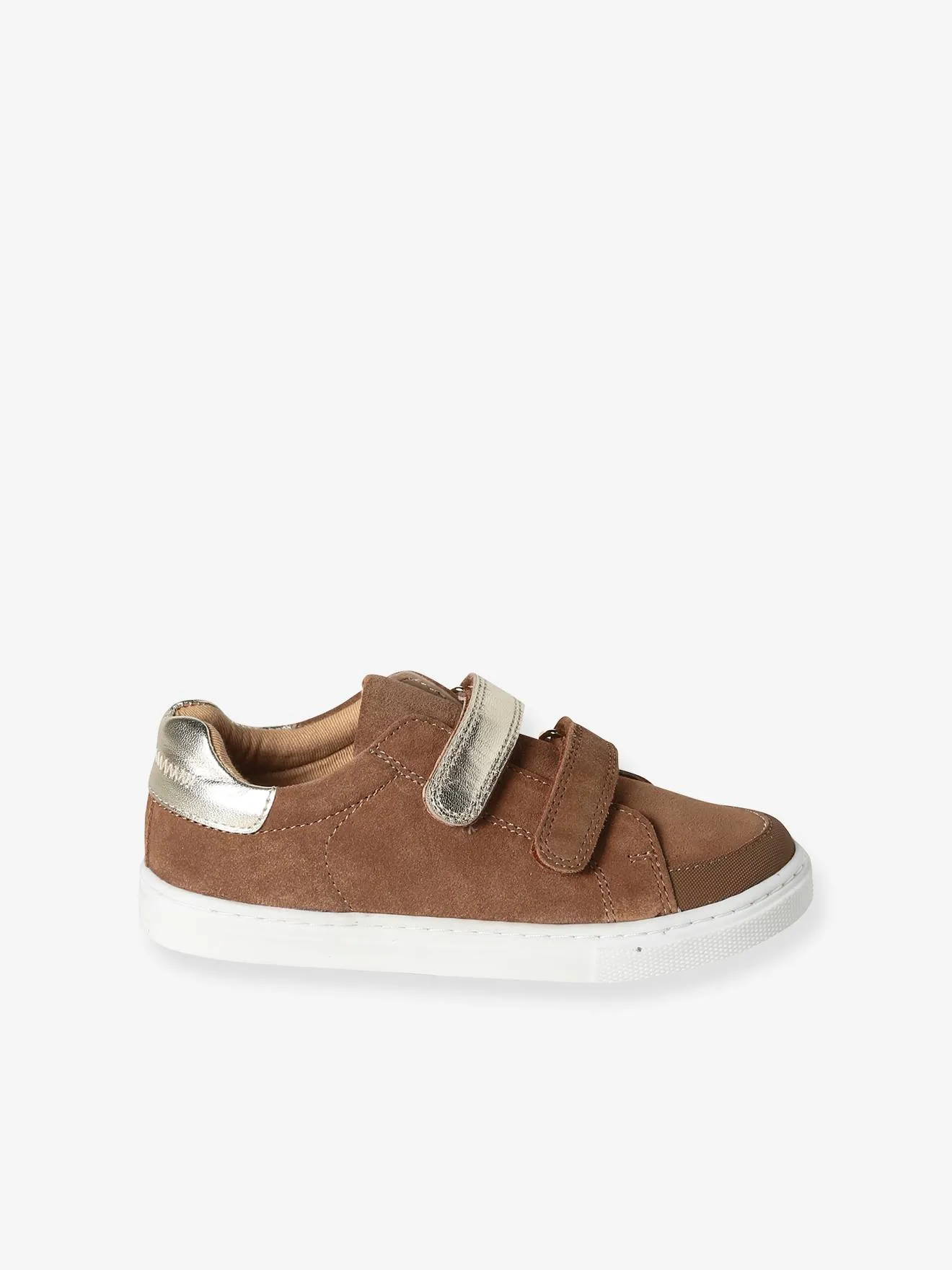 Hook-and-Loop Trainers in Leather for Girls - brown