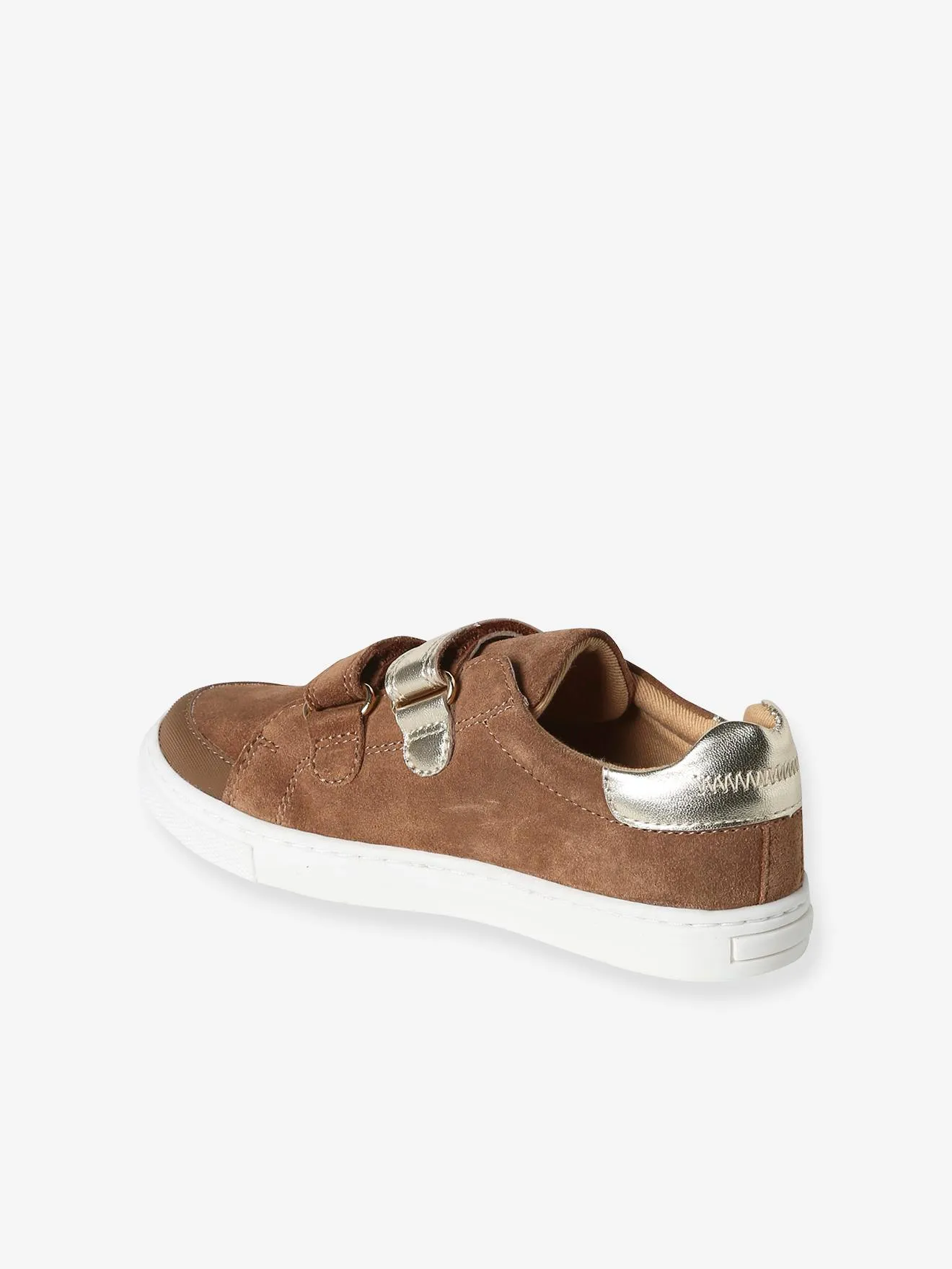 Hook-and-Loop Trainers in Leather for Girls - brown